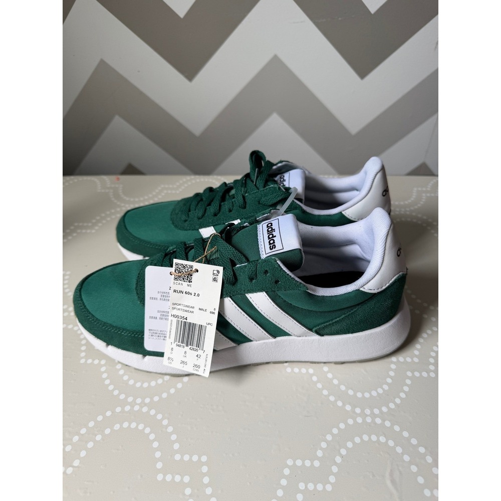 Adidas Run 60s 2.0 Sneakers Collegiate Green White Mens 8.5 Womens 9.5 - Picture 3 of 8